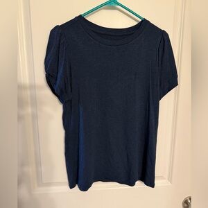 Market And Spruce Navy Blue Women's Top Size Small Gathered Short Sleeves